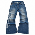 Niebieskie Jeansy Flared "Underground Font"